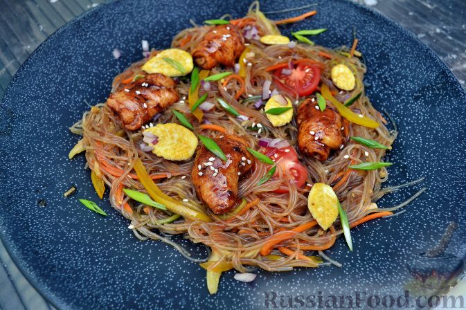 Фунчоза с курицей и овощами рецепт и пошаговым приготовлением Фунчоза с курицей и овощами рецепт и пошаговым приготовлением