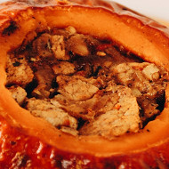 Тыква  к хеллоуину фаршированная мясом