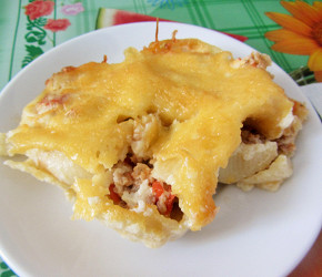 Фотография рецепта Каннеллони с курицей и грибами под соусом бешамель