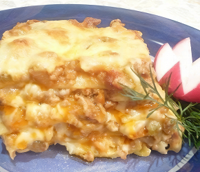 Фотография рецепта Лазанья с мясом, беконом и овощами под соусом бешамель