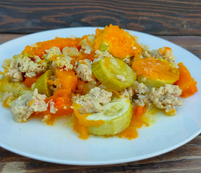 Фотография рецепта Запеканка из тыквы и кабачка с куриным фаршем