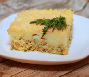 Фотография рецепта Рыбная запеканка с картофельным пюре