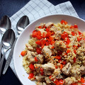 Фотография рецепта Салат из курицы с кускусом и овощами автор Наташа Белошицкая