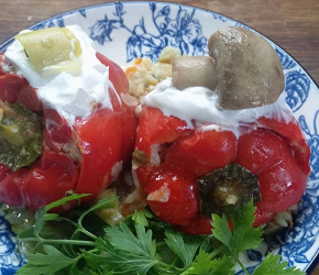 Фотография рецепта Фаршированные перцы с рисом, грибами и овощами