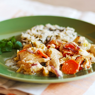 Фрикассе цыпленка с овощами и пророщенным нутом