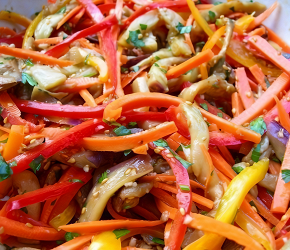Фотография рецепта Баклажаны по-корейски с помидорами