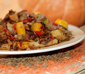 Фотография рецепта Тыквенное кисло-сладкое рагу с чечевицей