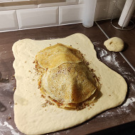 Мясная кулебяка с грибами и гречкой