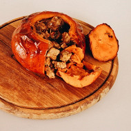 Тыква  к хеллоуину фаршированная мясом