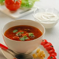 Фотография рецепта Томатный суп с чесночными гренками автор Campbell's® Домашняя Классика®