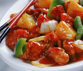 Фотография рецепта Курица с овощами, рисом, зеленью в кисло-сладком соусе