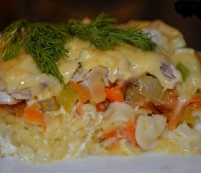 Фотография рецепта Запеканка из макарон с курицей и сыром