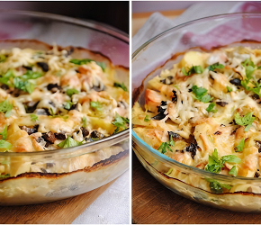 Фотография рецепта Картофельный гратен с курицей и грибами