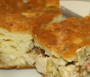 Фотография рецепта Заливной пирог с курицей и брокколи