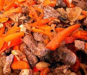 Фотография рецепта Мясо с грибами и овощами