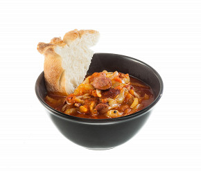 Фотография рецепта Лечо с беконом и колбасками
