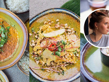 Чечевичный карри, салат из курицы и пряный десерт из кокосового молока