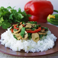 Фотография рецепта Рис с грибами, шпинатом и сладким перцем автор VegAnn