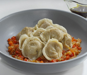 Фотография рецепта Постные пельмени с тыквой и кедровыми орешками