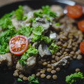 Фотография рецепта Чечевица с курицей и грибами, тушеными в сливках автор Алла Симоновская