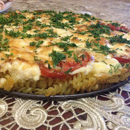 Макароны, запеченные с помидорами, под сыром