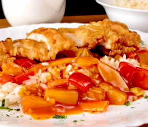 Фотография рецепта Жареная курица с рисом по-немецки (гебакенес-хенхен)