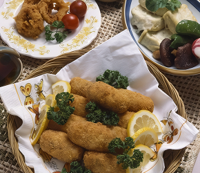 Фотография рецепта Шашлыки из кальмаров в корочке из пармезана