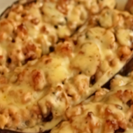 Баклажаны фаршированные грибами и фаршем