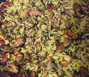 Фотография рецепта Жареные мидии с рисом и соусом терияки