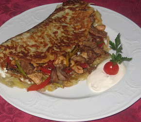 Фотография рецепта Картофельная лепешка с мясом и овощами