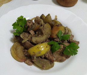 Фотография рецепта Куриная печень с яблоками