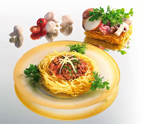 Фотография рецепта Лапша с копченой грудинкой и грибами
