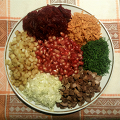 Фотография рецепта Салат «Калейдоскоп» с мясом и зернами граната автор НАТАЛИЯ ТАЛИПОВА
