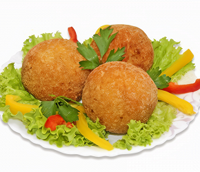 Фотография рецепта Картофельные крокеты с мясом в омлете, паровые