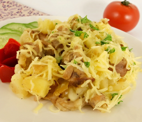 Фотография рецепта Картофель с индюшиным мясом и сыром