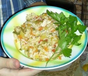 Фотография рецепта Ризотто с курицей, кабачками и болгарским перцем
