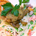 Фотография рецепта Спагетти с горошком и ракушками автор Сергей