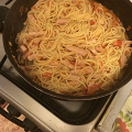 Фотография рецепта Паста с грудинкой, чесноком и помидорами автор Yana Semour