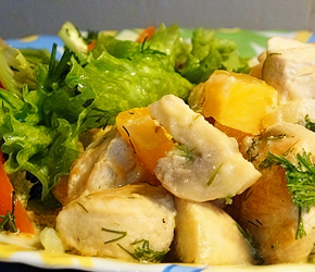 Фотография рецепта Курица с тыквой и шампиньонами в сметане