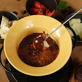 Фотография рецепта Шоколадное фондю с фруктовыми шашлыками автор orange_green
