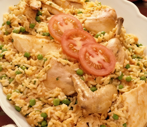 Фотография рецепта Куриные ножки с шафраном, рисом и зеленым горошком