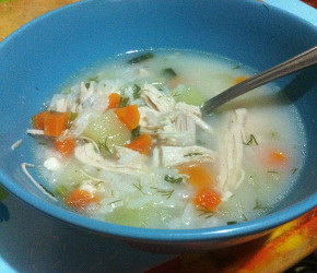 Фотография рецепта Куриный суп с диким рисом и плавленым сыром