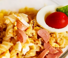 Фотография рецепта Макароны с сосисками, яйцами и сыром