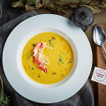 Фотография рецепта Ароматный тыквенный крем-суп с мясом краба автор Сергей Ерошенко