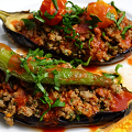 Фотография рецепта Запеченный баклажан с мясом лося автор Mary Lisovskaya