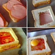 Запеченные бутерброды с ветчиной, помидорами и яйцами