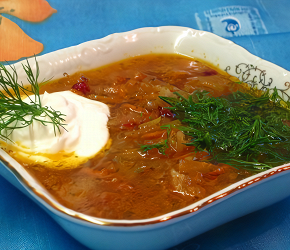 Фотография рецепта Щи с квашеной капустой и мятой картошкой