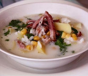 Фотография рецепта Кукурузный суп с беконом