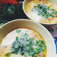 Сырный суп с грибами и курицей