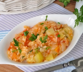 Фотография рецепта Кабачки с рисом, морковью и куриной грудкой
